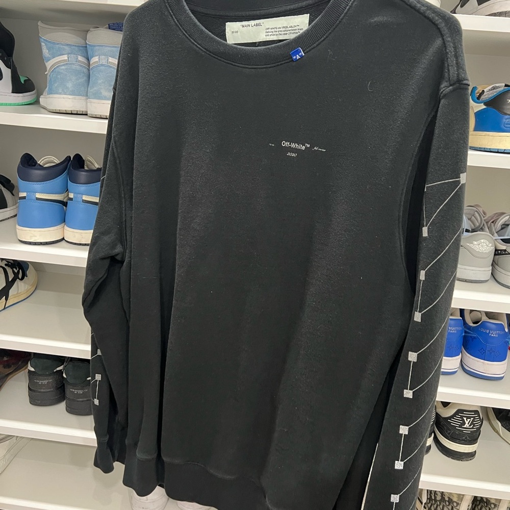 Off-White Black Crewneck Sweater with Relaxed Fit